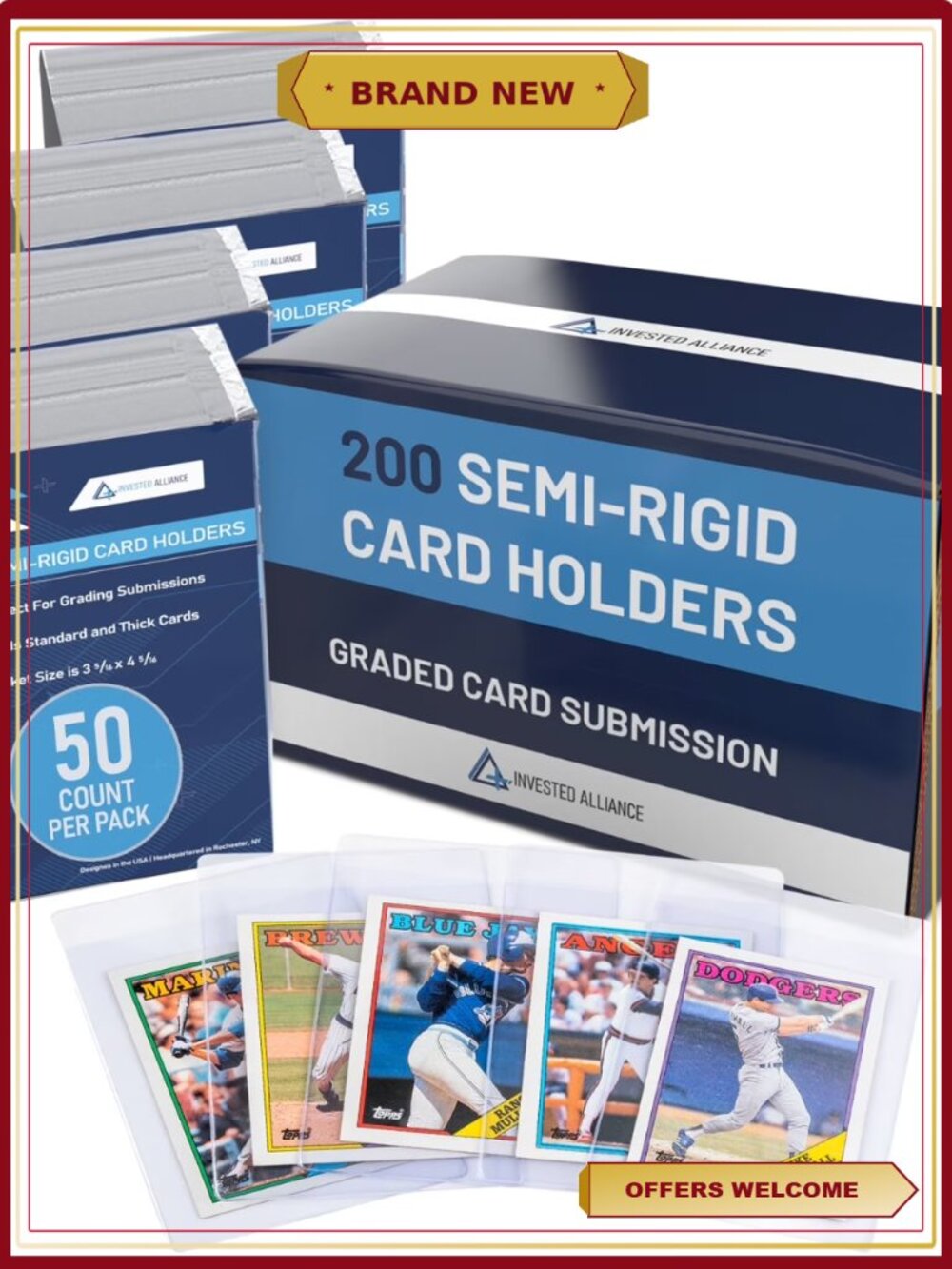 Semi Rigid Card Holders for PSA Grading – 200 Pack Crystal Clear